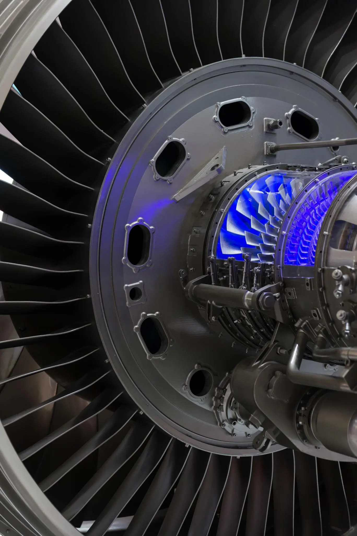 Close-up of advanced aircraft turbine engine components