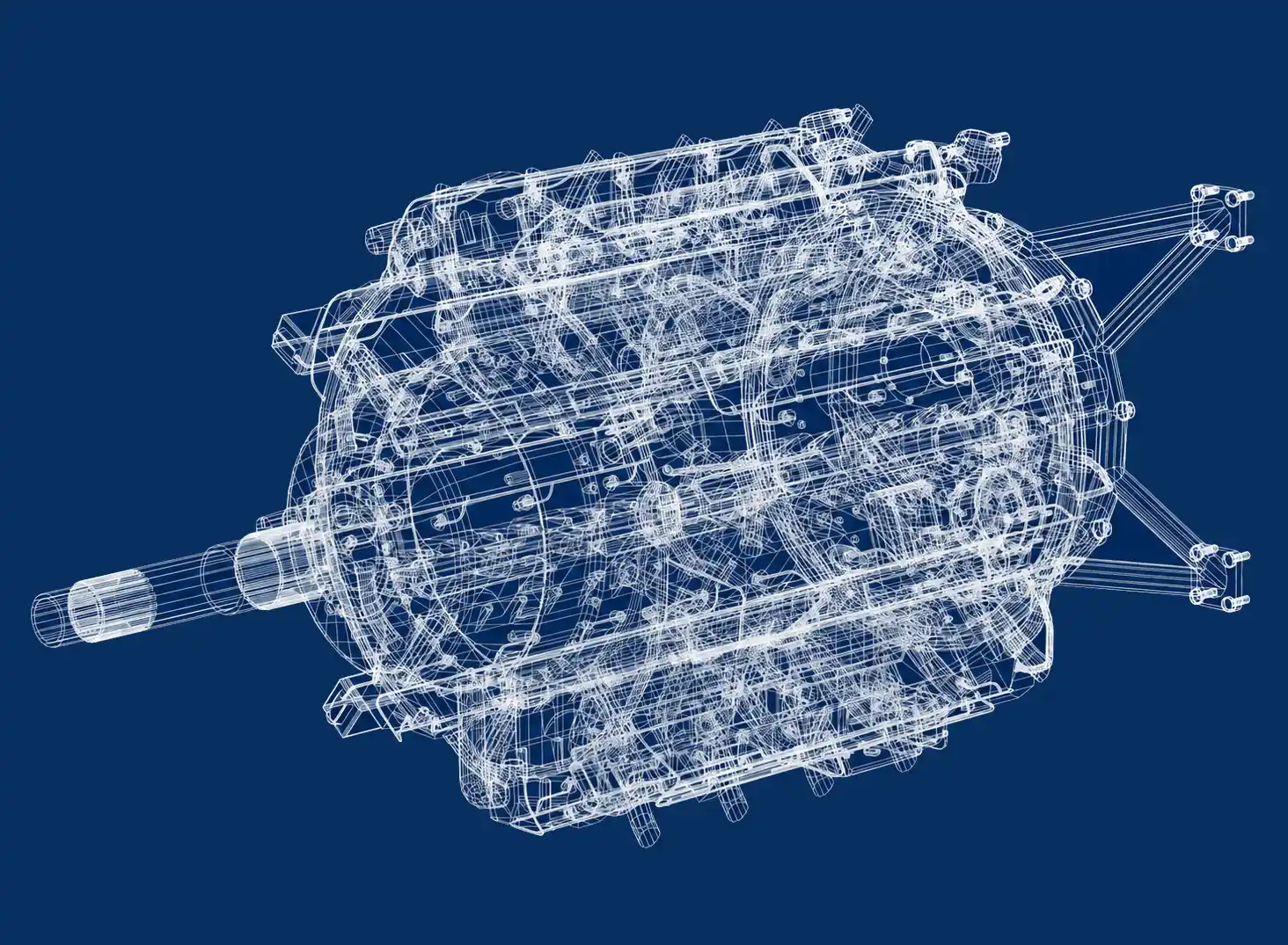 Technical aerospace engine schematic rendering