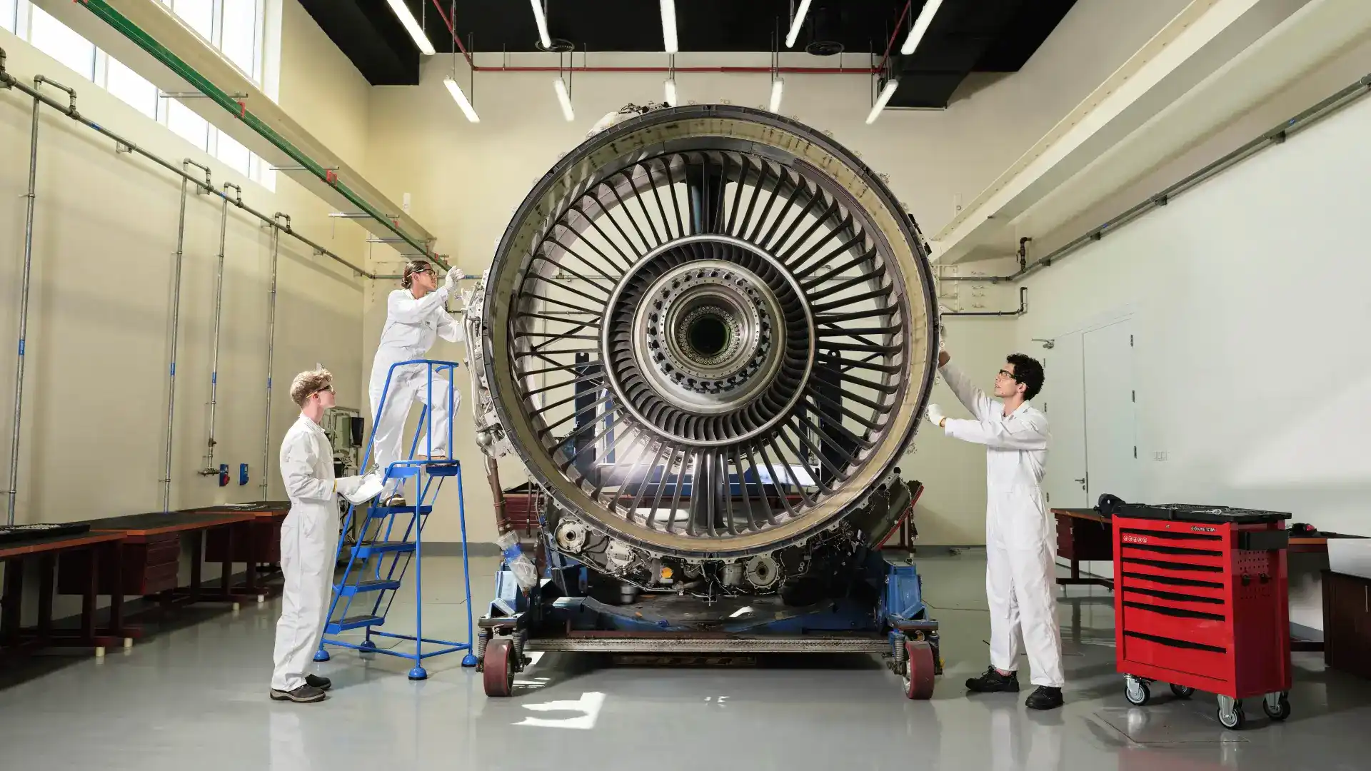 Aircraft turbine engine inspection by aerospace maintenance engineers